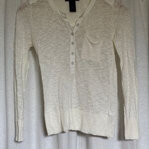 Calvin Klein Jeans Cream Knit Henley Top